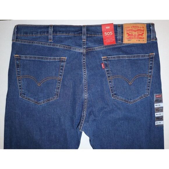 Levi's 505 Men's Sz 38x32 Blue Regular Fit Straight Leg Denim Jeans $70 - Picture 5 of 7